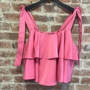 H&M Double Tiered Flounce Cropped Cupcake Tank Top